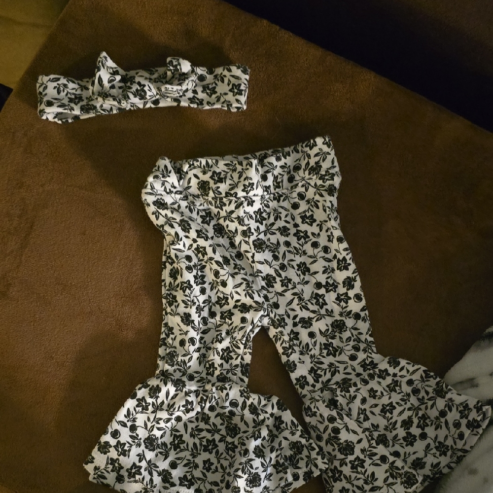 Baby Essentials Black and White Floral Outfit